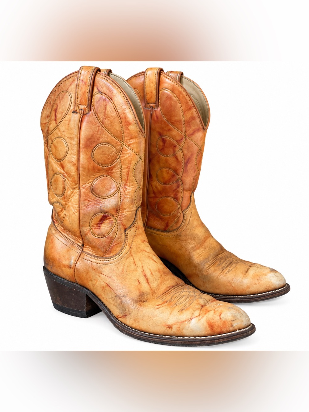 Vintage Wrangler 5283 Leather Western Cowboy Boots Mens 9 Woman’s 10.5 Wide